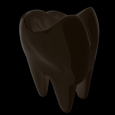 Tooth. 3d illustration. On a black background.の写真素材