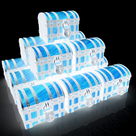 Chests. 3d illustration. On a black background.の写真素材
