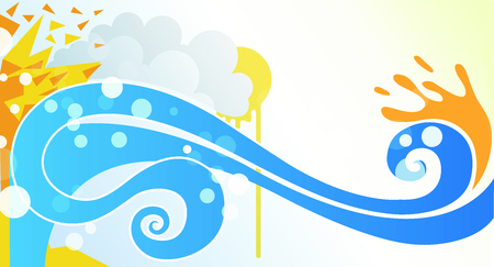 Sea waves painting illustrationのイラスト素材