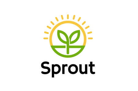 Sprout Leaf Sun Logo Symbol Design Illustrationのイラスト素材
