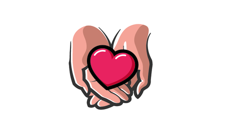 Love Giving Heart Love Hands Holding Logo Design Symbol Illustrationのイラスト素材