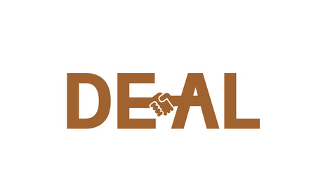 Creative Deal Handshake Typography Letter Logo Design Symbol Illustrationのイラスト素材