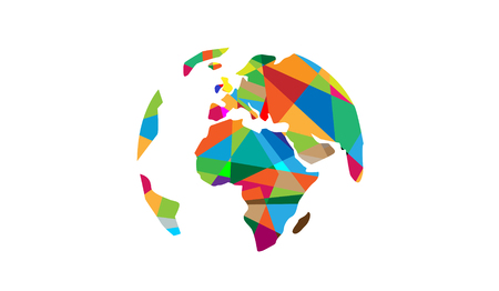 Creative Colorful Continents World polygons Symbol Design Illustrationのイラスト素材