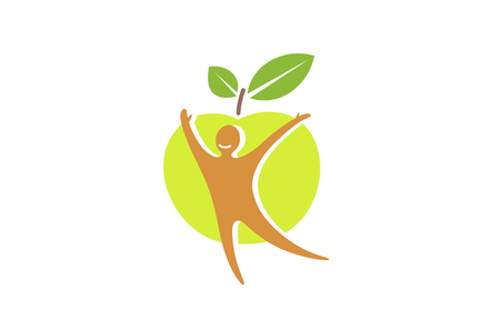 Creative Green Apple Healthy Body icon Design Illustrationのイラスト素材
