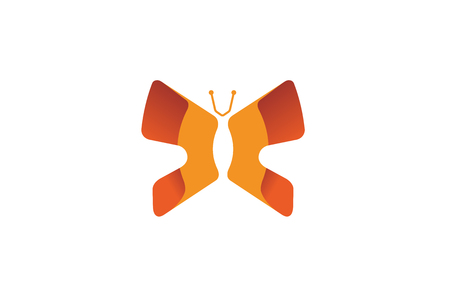 Creative Abstract Orange Butterfly Logo Design Illustrationのイラスト素材