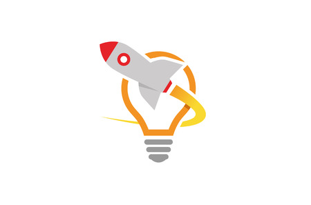 Creative Rocket Launch Lamp Logo Design Illustrationのイラスト素材