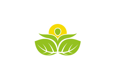 Creative Yoga Person Leaf Logo Vectorのイラスト素材