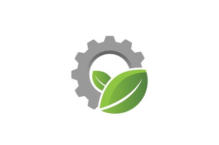 Creative Gear Leaf Agricultural technology Logo Design Illustrationのイラスト素材