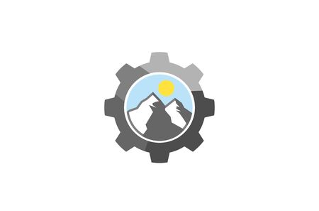 Creative Mountain Gear Logo Design Illustrationのイラスト素材