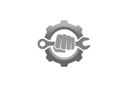 Creative Fist Mechanic Wrench Gear Logoのイラスト素材