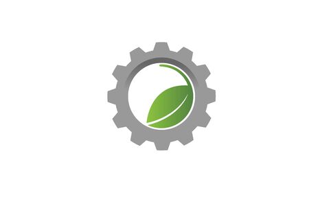 Creative Gear Leaf Agricultural technology Logo Design Illustrationのイラスト素材