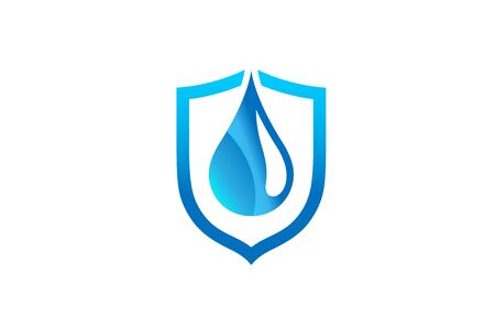 Creative Abstract Blue Droplet Shield Design Symbol Vector Illustrationのイラスト素材