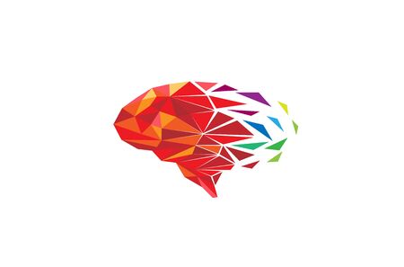Creative Colorful Pixel Polygonal Brain Vector Illustrationのイラスト素材