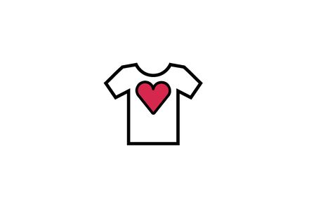 Creative Tee Shirt Heart Love Logo Design Symbol Vector Illustrationのイラスト素材