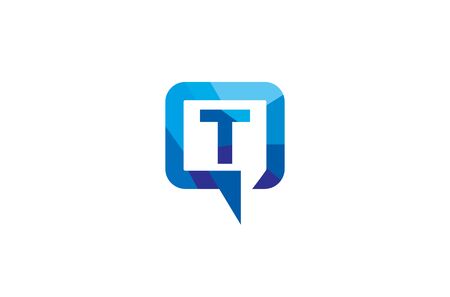 Creative T Letter Talk Bubble Logo Design Symbol Vector Illustrationのイラスト素材