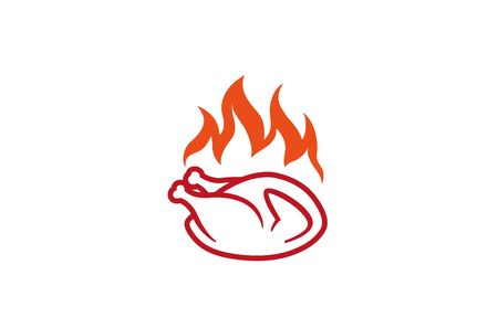 Creative Hot Chicken Fire  Design Symbol Vector Illustrationのイラスト素材