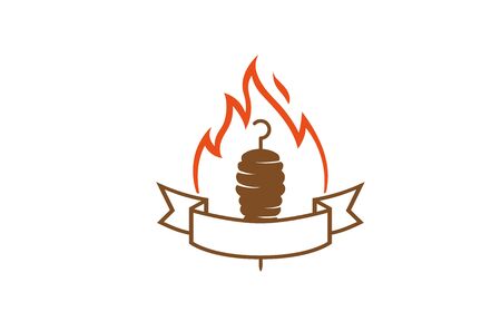 Creative Abstract Kebab Meat Fire  Design Symbol Vector Illustrationのイラスト素材