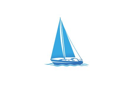 Creative Blue Yacht Boat  Design Vector Symbol Illustrationのイラスト素材