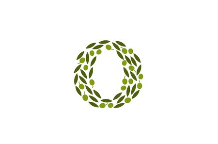 Creative Abstract O Letter Olive Leaves  Design Vector Symbol Illustrationのイラスト素材