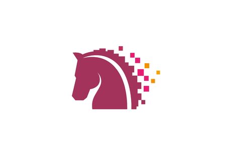Creative Abstract Horse Head Pixel  Design Vector Symbol Illustrationのイラスト素材
