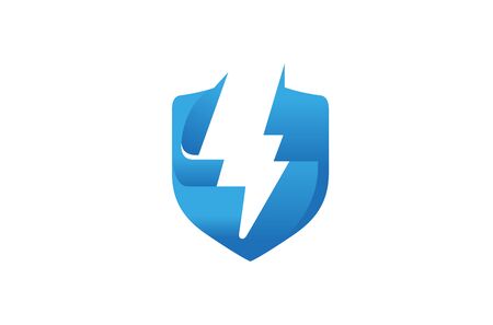 Creative Blue Shield  Thunder Logoのイラスト素材