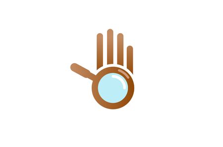 Creative Hand Magnifying Logo Design Vector Symbol Illustrationのイラスト素材