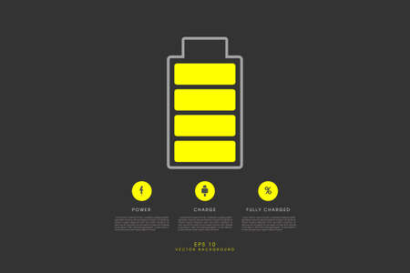 Discharged and fully charged battery smartphone. Battery charge level indicators. Icon isolated on black background. Vector Illustration.のイラスト素材