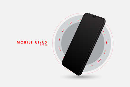 Smart phone, mobile phone isolated on black background, Vector illustration.のイラスト素材