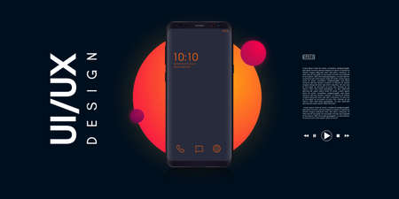 UI or UX design concept, conceptual illustration of smartphone, mobile app or website with multiple option in retro effect background- Vector Illustration.のイラスト素材