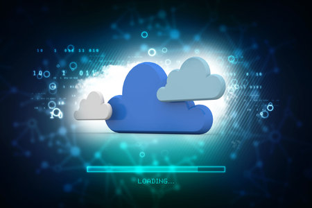 3d illustration of Cloud networking concept in abstract technology background.の写真素材