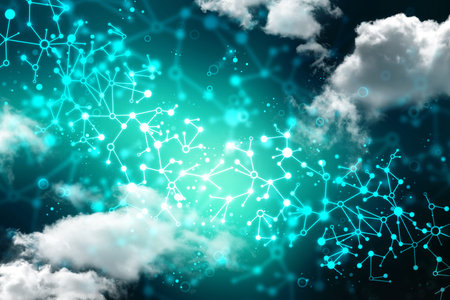 Cloud network in abstract technology background. Cloud networking concept