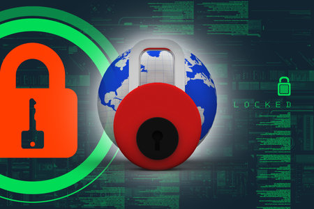 Data Security with Globe and Lock of the Internet. 3d illustration.の写真素材