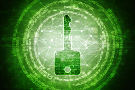 2d illustration Safety concept: key on digital backgroundの写真素材