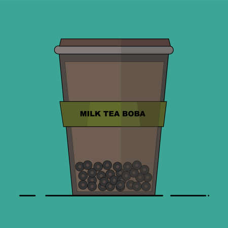 cup design vector for icon ilustrasion Boba milk Teaのイラスト素材