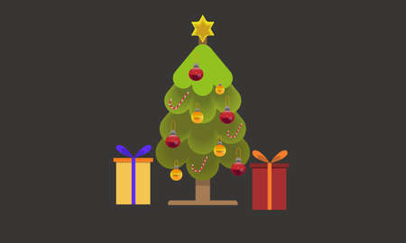 christmas tree for decoration Christmas with gifs for welcome christmasのイラスト素材