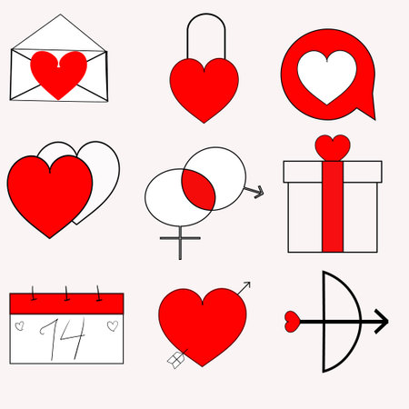 icon set valentine. poster.card.のイラスト素材