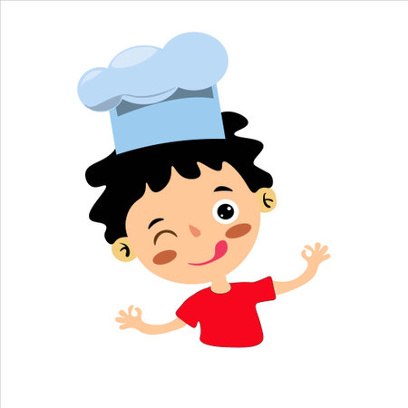 chef character cute. cute chef cartoon.smiling chef face characterのイラスト素材