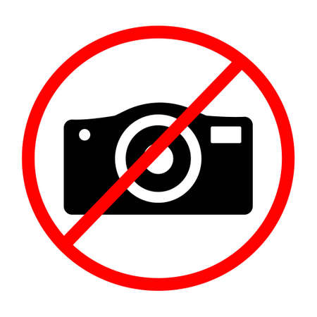 sign icon take camera. no take camera icon sinngle design. sign no camera.のイラスト素材