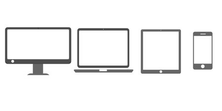 gadget flat icon set design. computer,laptop,tablet,smartphone icon set design.のイラスト素材