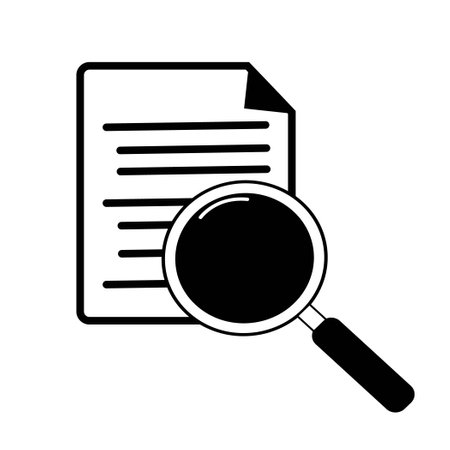 find documents icon. zoom object icon symbol.search documents icon design.のイラスト素材