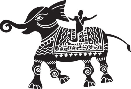 Elephant. Ethnicity.Vector illustration ready for vinyl cutting. Indian folk artのイラスト素材