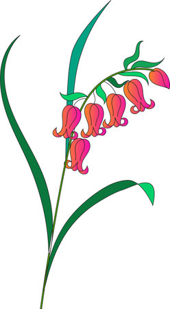 Convallaria majalis. Lily of the valley may. Flowers and leaves of the Lily of the valley. Set for spring design of postcards, maps, posters. Vector illustration.のイラスト素材
