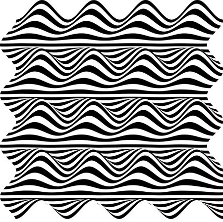 Abstract wavy background. Black and white stripes. Vector illustration.