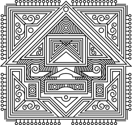 Indian Traditional and Cultural Rangoli, Alpona, Kolam, or Paisley vector line art. Bengal art India. for textile printing, logo, wallpaperのイラスト素材