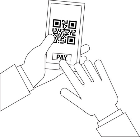 qr code and hand with smartphone design, Digital technology communication social media internet web and wireless theme Vector illustrationのイラスト素材