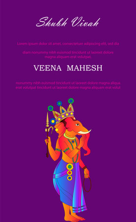 Itâs a wedding Card design for Indian Hindus with a lord Ganeshaのイラスト素材