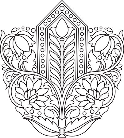 Indian Traditional and Cultural Rangoli, Alpona, Kolam, or Paisley vector line art. Bengal Art India. for textile printing, logo, wallpaperのイラスト素材
