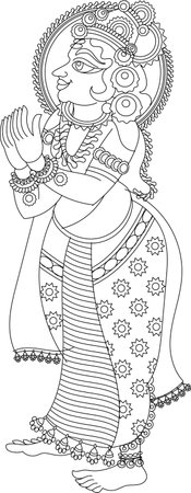 Illustration drawn in Pinguli folk art style of Maharashtra India. for textile printing, logo, wallpaperのイラスト素材