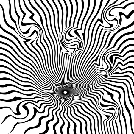 Optical illusion. Black and white hypnotic background. Vector illustration.のイラスト素材