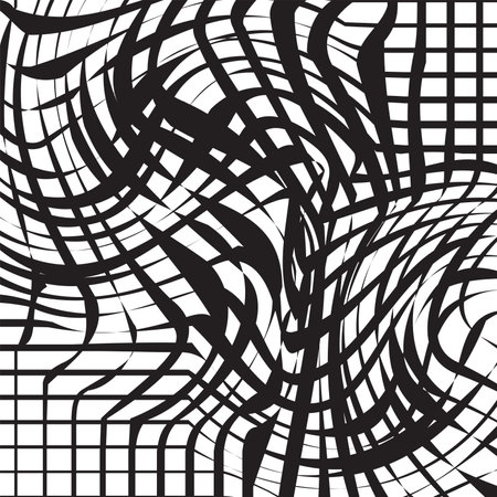 Abstract wavy, waving, billowy, squiggle and squiggly lines. Irregular random lines. Monochrome, black and white background.のイラスト素材